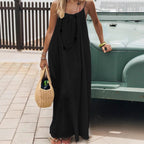 Solene | Bohemian Backless Pleated Cami Maxi Dress
