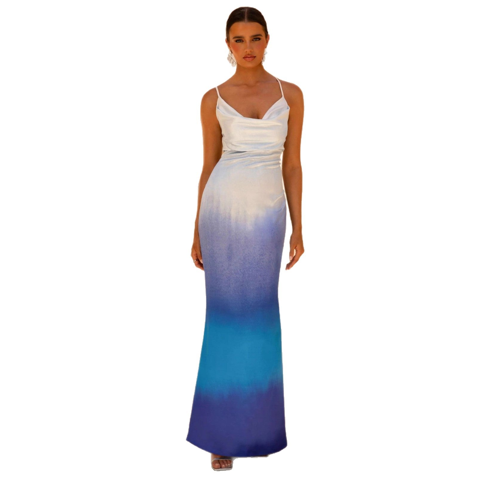 Chantal | Gradient Backless Satin Strap Dress