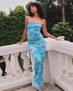 Katarina | Effortless Blue Floral Two Piece Set - HoneyvineDress