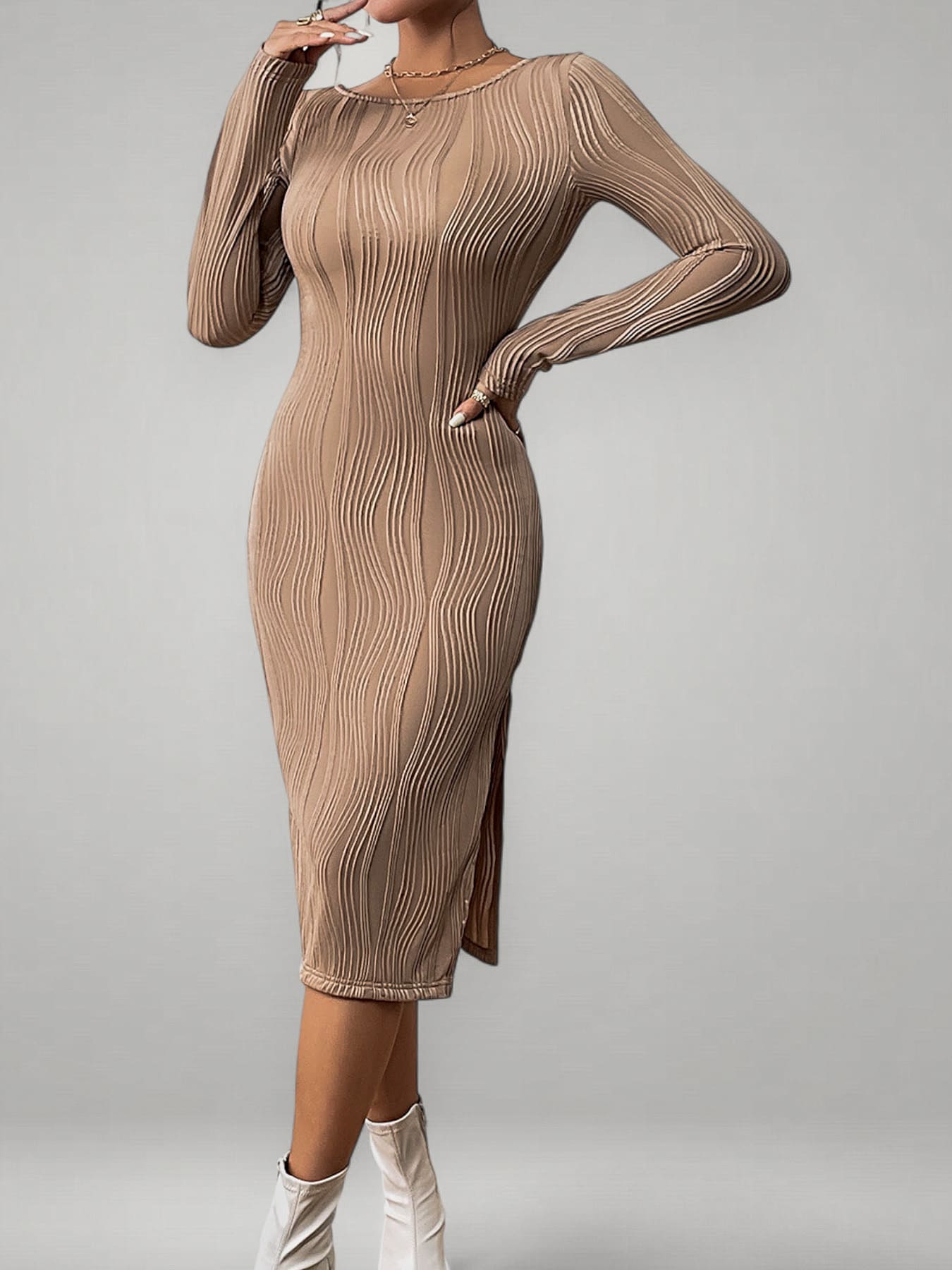 Miranda | Cozy Ribbed Midi Dress