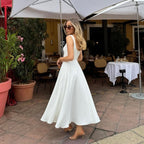 Summer Dress Square-Neck Halter Maxi Dress – Chic Cinched Waist