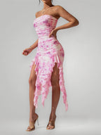 Paisley | Pink Ruffle Midi Dress