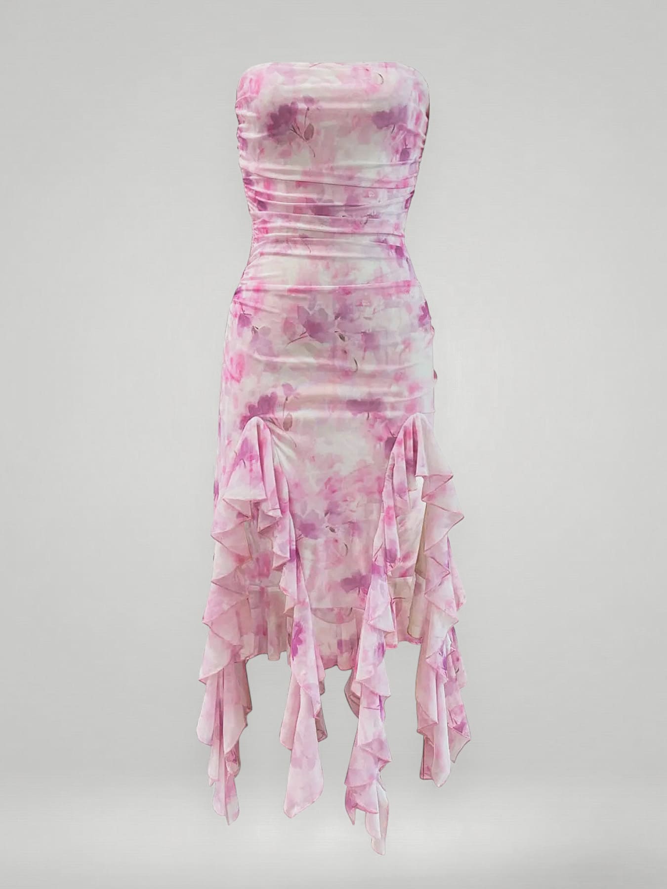Paisley | Pink Ruffle Midi Dress
