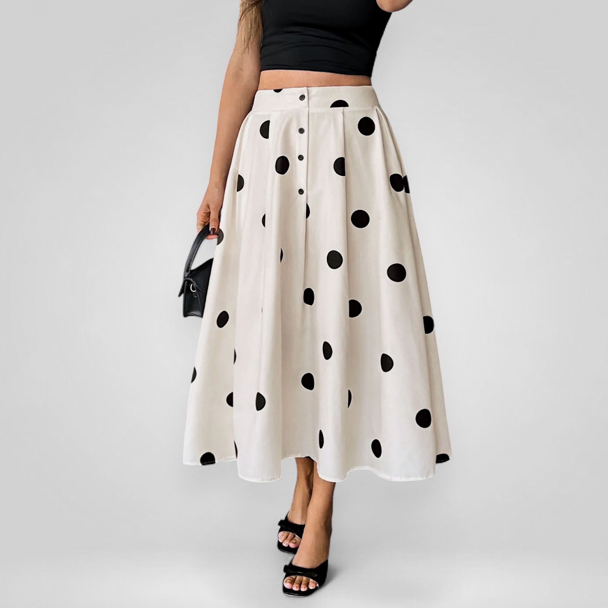 Maureen | Nostalgic Polka Dot Midi Skirt