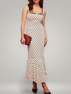 Rhea | Polka Dot Ruffle Hem Midi