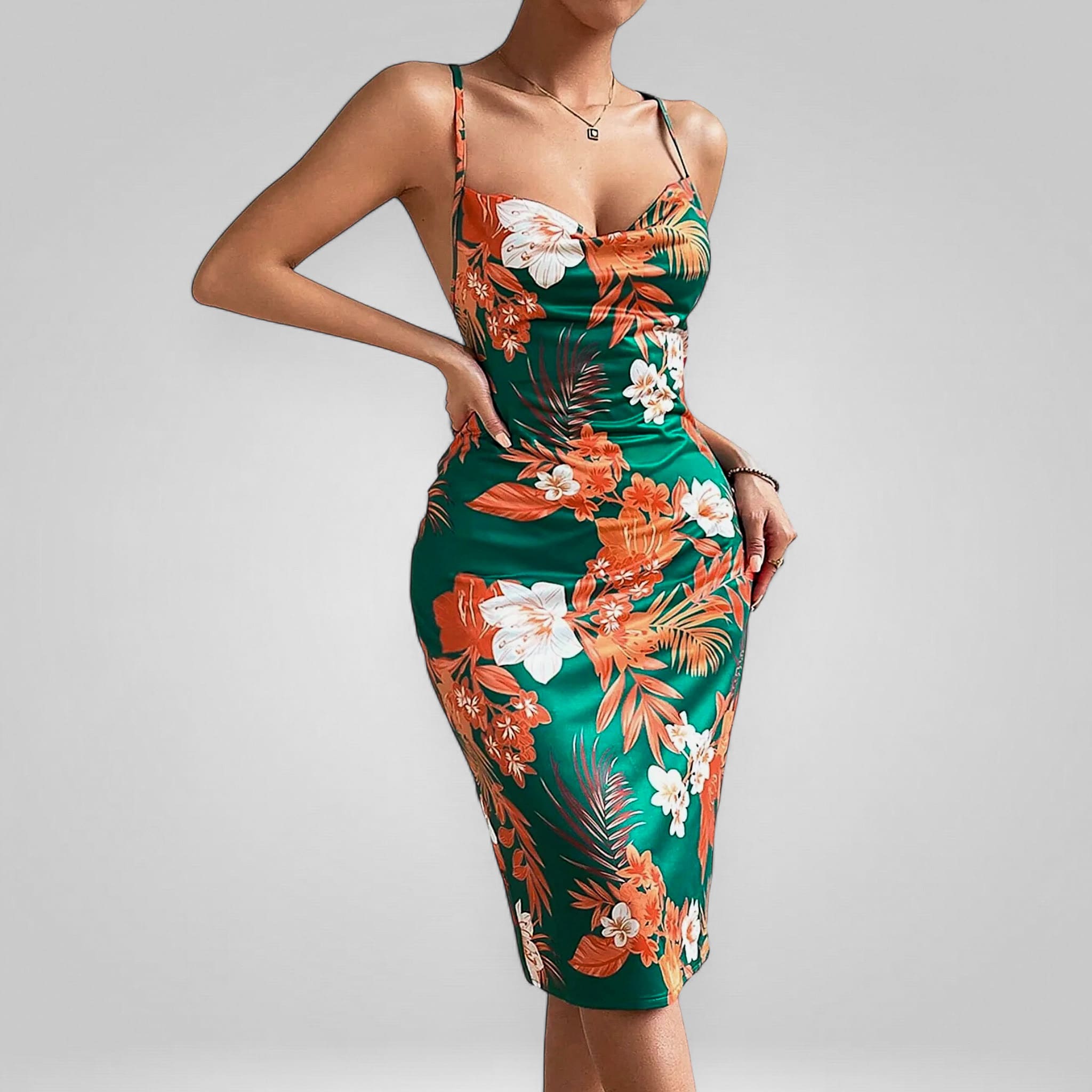 Lucienne | Radiant Tropical Midi Dress