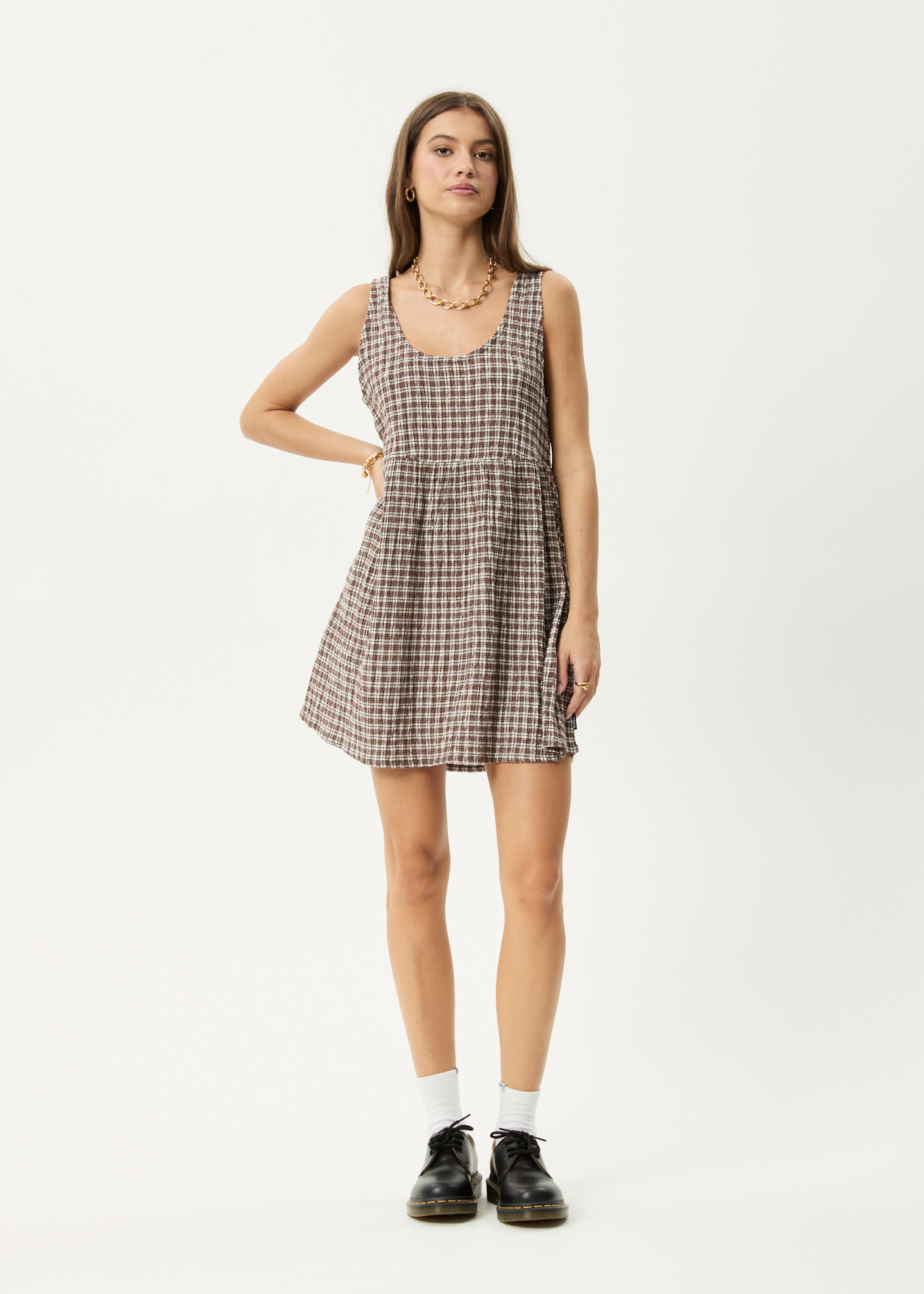 Simone | Seersucker Mini Dress with Pockets