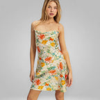 Louisa | Energetic Floral Satin Mini Summer Dress