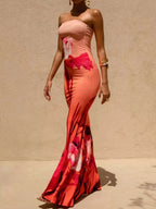 Donna | Vibrant Floral Maxi Mermaid Evening Dress - HoneyvineDress