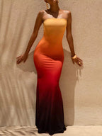 Donna | Vibrant Floral Maxi Mermaid Evening Dress - HoneyvineDress