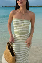 Holly | Soft Bandeau Knit Maxi Dress Resort Summer Look - HoneyvineDress