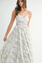Lillian | Floral Holiday Garden Party Maxi Dress - HoneyvineDress