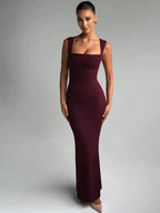 Bianca | Square Neck Sleeveless Maxi Dress - HoneyvineDress
