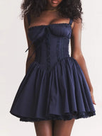 Ava | Nostalgic Cotton Corset Lace Mini Dress - HoneyvineDress