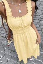 Talia | Cute Ruffle Smocked Maxi Dress - HoneyvineDress