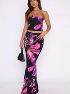 Seraphina | Printed Tube Top and Skirt Set – Chic Vacation Outfit - HoneyvineDress