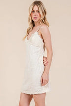 Arabella | Romantic White Lace Mini Cami Dress - HoneyvineDress