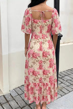 Thea | Romantic Pink Rose Floral Dress - HoneyvineDress