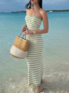 Holly | Soft Bandeau Knit Maxi Dress Resort Summer Look - HoneyvineDress