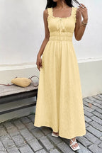 Talia | Cute Ruffle Smocked Maxi Dress - HoneyvineDress