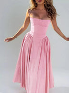 Claire | Sweetheart Corset Bustier Midi Dress - HoneyvineDress