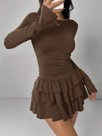 Paula | Cute Long Sleeve Ruched Mini Party Dress - HoneyvineDress