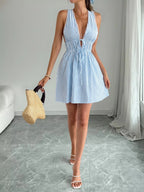 Celeste | Classic Striped Sleeveless Mini Dress - HoneyvineDress