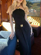 Celeste | Elegant Backless Evening Maxi Dress - HoneyvineDress
