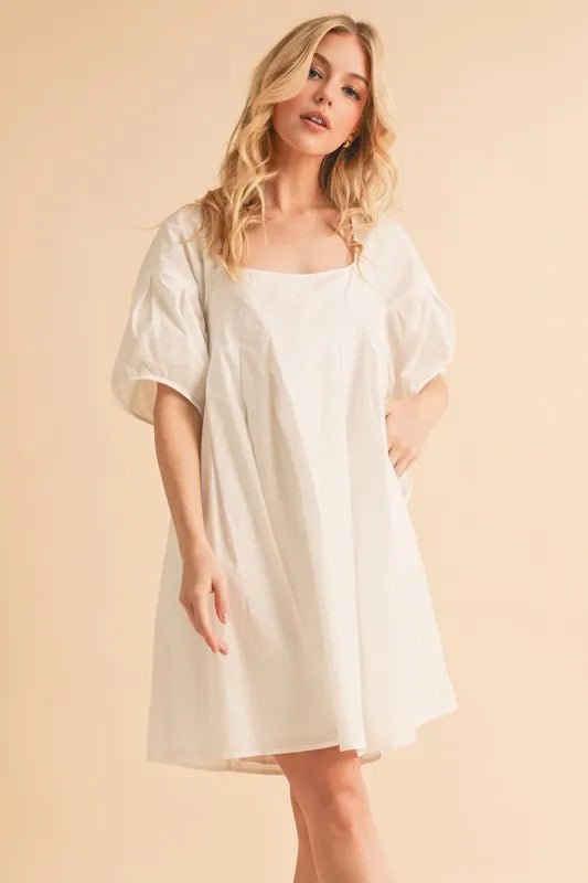 Josephine | Cotton Casual Chic Babydoll Summer Dress with Pockets - HoneyvineDress