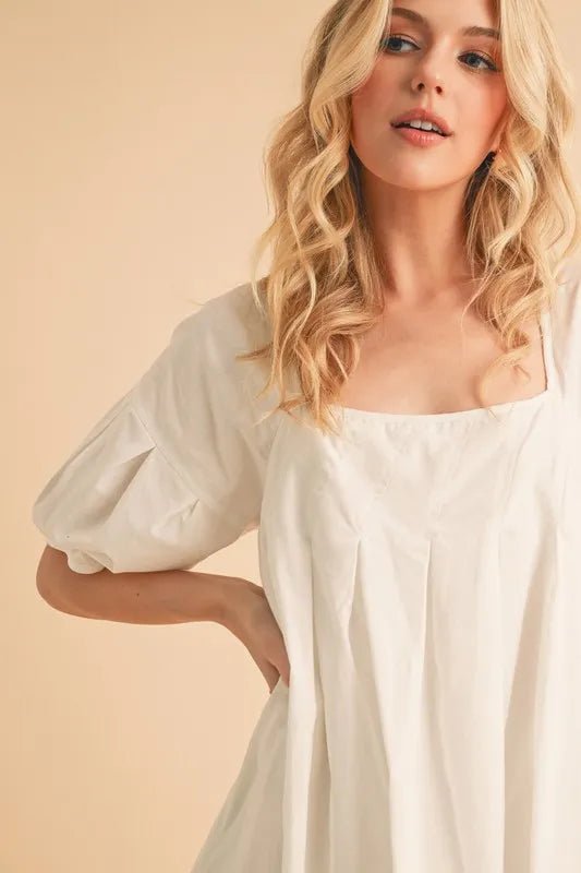 Josephine | Cotton Casual Chic Babydoll Summer Dress with Pockets - HoneyvineDress