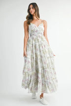Lillian | Floral Holiday Garden Party Maxi Dress - HoneyvineDress