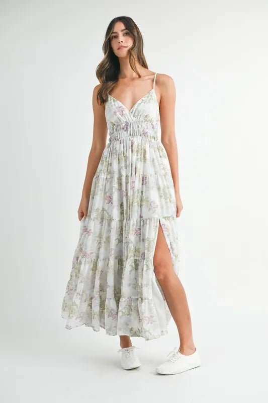 Lillian | Floral Holiday Garden Party Maxi Dress - HoneyvineDress