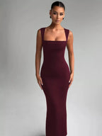Bianca | Square Neck Sleeveless Maxi Dress - HoneyvineDress