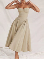 Claire | Sweetheart Corset Bustier Midi Dress - HoneyvineDress