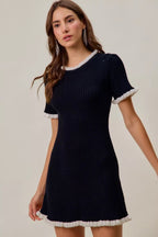 Justine | Timeless Ruffled Sweater Knit Chic Mini Dress - HoneyvineDress