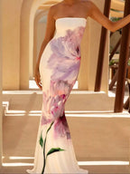 Donna | Vibrant Floral Maxi Mermaid Evening Dress - HoneyvineDress