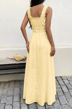 Talia | Cute Ruffle Smocked Maxi Dress - HoneyvineDress