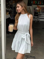 Eva | Casual Sleeveless Tie Waist Mini Flowy Summer Dress - HoneyvineDress