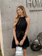 Eva | Casual Sleeveless Tie Waist Mini Flowy Summer Dress - HoneyvineDress