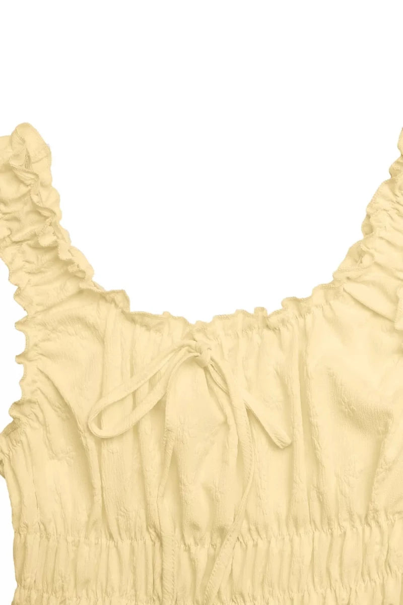 Talia | Cute Ruffle Smocked Maxi Dress - HoneyvineDress