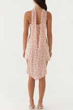 Blanca | Pink Floral Strapless Mini + Scarf