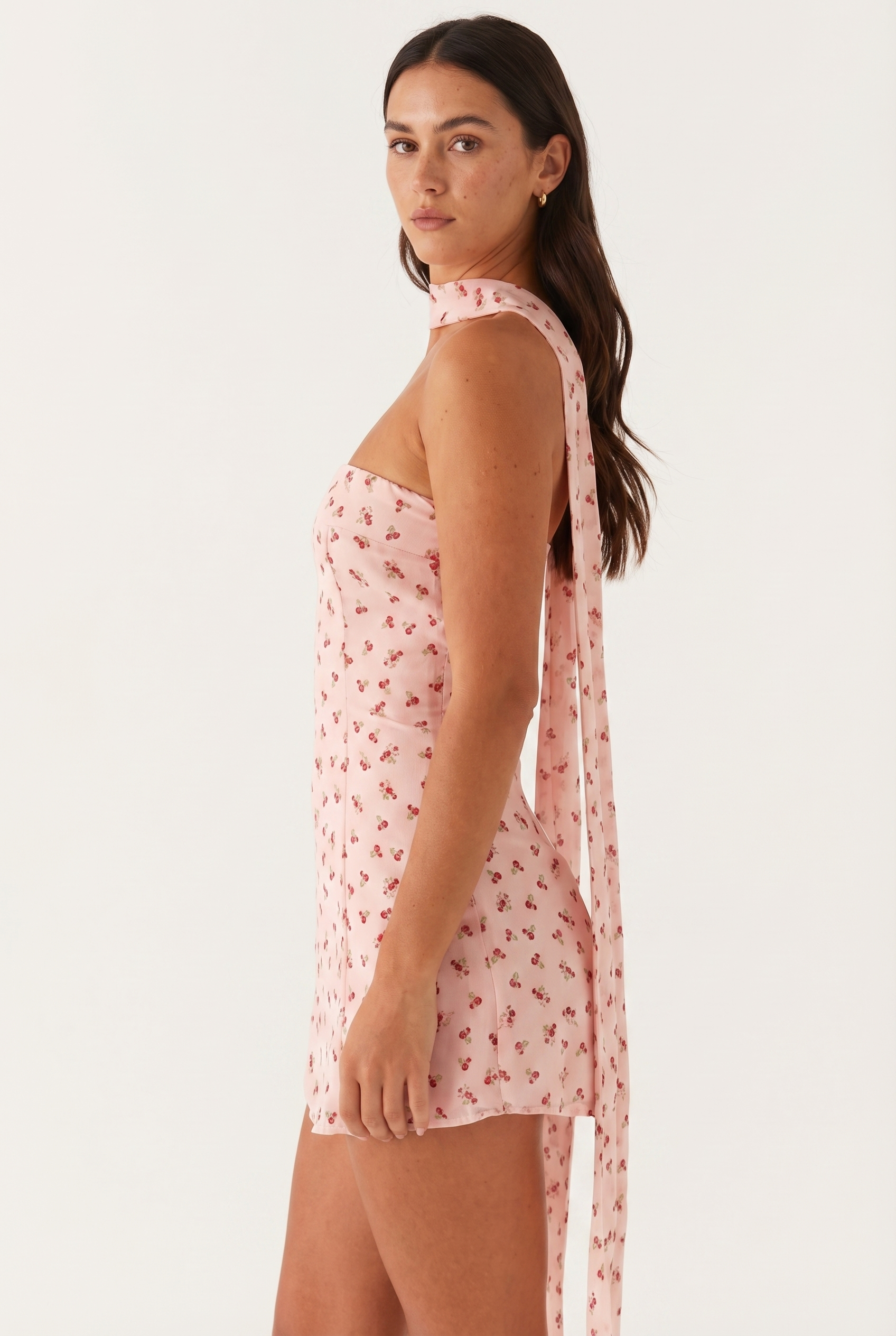 Blanca | Pink Floral Strapless Mini + Scarf