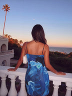 Aurora | Bold Blue Midi Cocktail Dress - HoneyvineDress