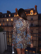 Beverly | Chic Leopard Floral Bodycon Mini Dress - HoneyvineDress