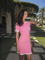Julie | Vibrant Ruffled Sweater Knit Resort Mini Dress - HoneyvineDress