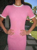 Julie | Vibrant Ruffled Sweater Knit Resort Mini Dress - HoneyvineDress
