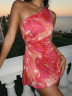 Giselle | Sweet Pleated Tie - Dye Sleeveless Mini Dress - HoneyvineDress