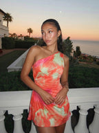 Giselle | Sweet Pleated Tie - Dye Sleeveless Mini Dress - HoneyvineDress