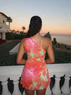 Giselle | Sweet Pleated Tie - Dye Sleeveless Mini Dress - HoneyvineDress
