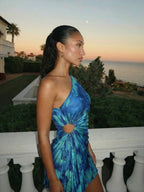 Giselle | Sweet Pleated Tie - Dye Sleeveless Mini Dress - HoneyvineDress